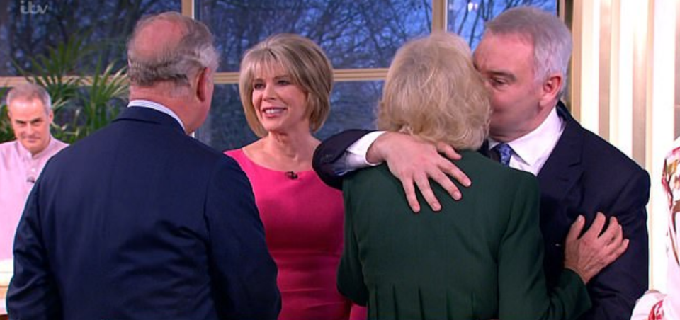 Eamonn was seen getting up close to the Duchess for a kiss on the cheek. Photo: ITV This Morning