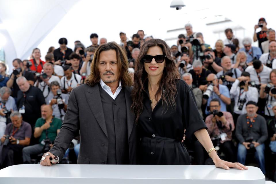 Johnny Depp and Maiwenn attend the Jeanne du Barry photocall at Cannes (Getty Images)