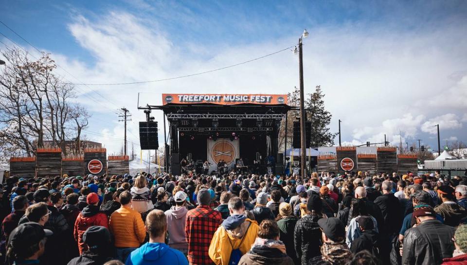 Thousands of fans pack into the Main Stage area of Treefort Music Fest at 12th and Grove streets in Downtown Boise.