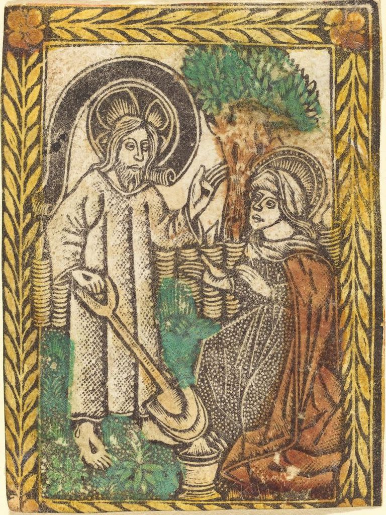 Cristo apareciendo a la Magdalena como jardinero, 1460/1480. Creador: Maestro de las Fronteras con las Cuatro Padres de la Iglesia