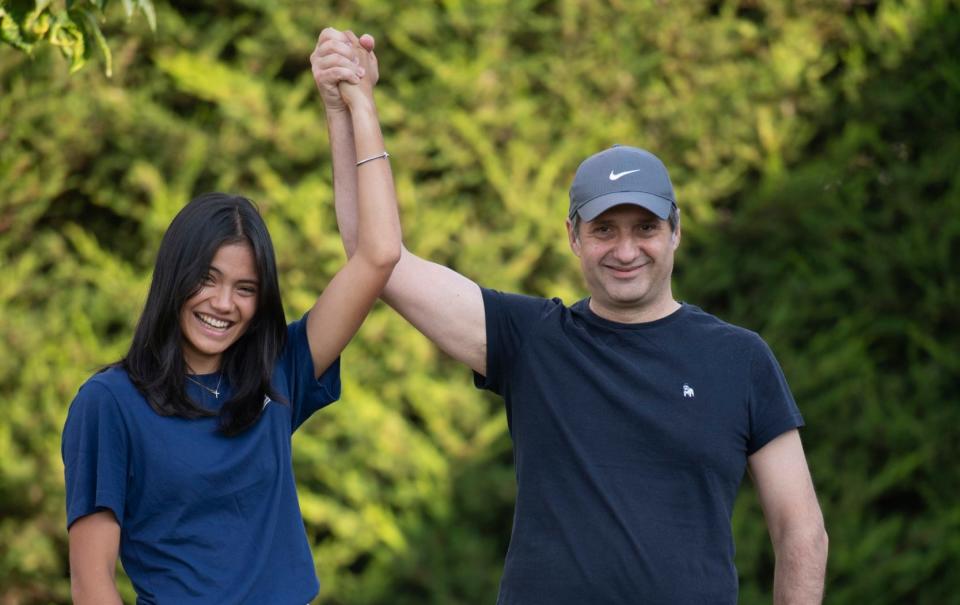 Emma Raducanu (pictured with her father Ian) returned home last week - DAVID ROSE/TELEGRAPH