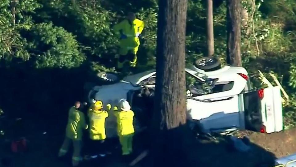 Police believe the car left the road before colliding with “several large trees”. Source: 9News.