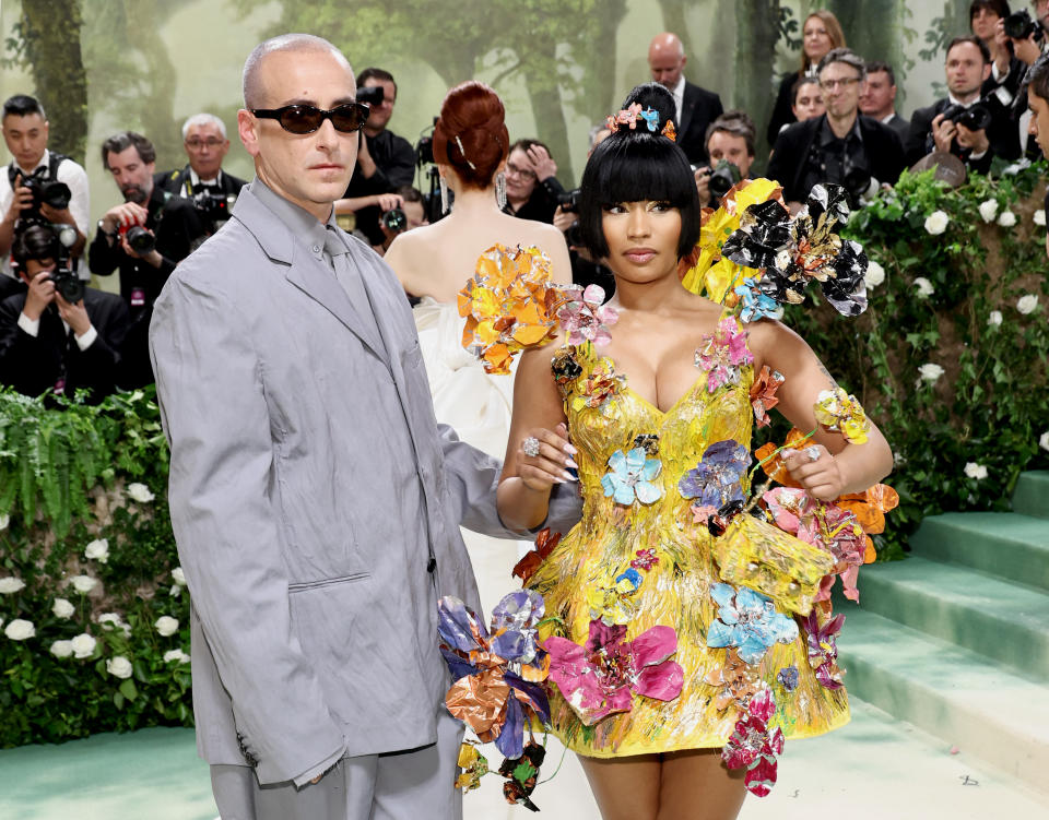 Nicki Minaj Pops in Whimsical Yellow 3D Floral Marni Minidress on Met ...