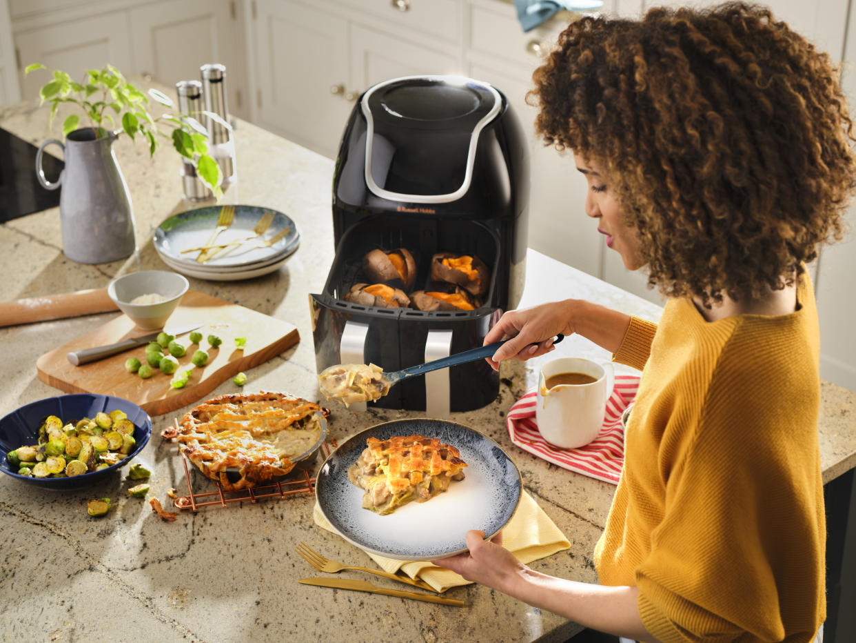 From pies to potatoes, this air fryer can get you incredibly fast results, cooking food up to 76% faster than with a conventional oven. (Russell Hobbs)