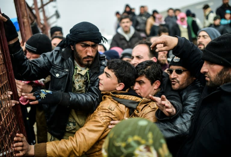 Thousands of Syrians are massed at the Turkish border after fleeing a regime offensive on Aleppo