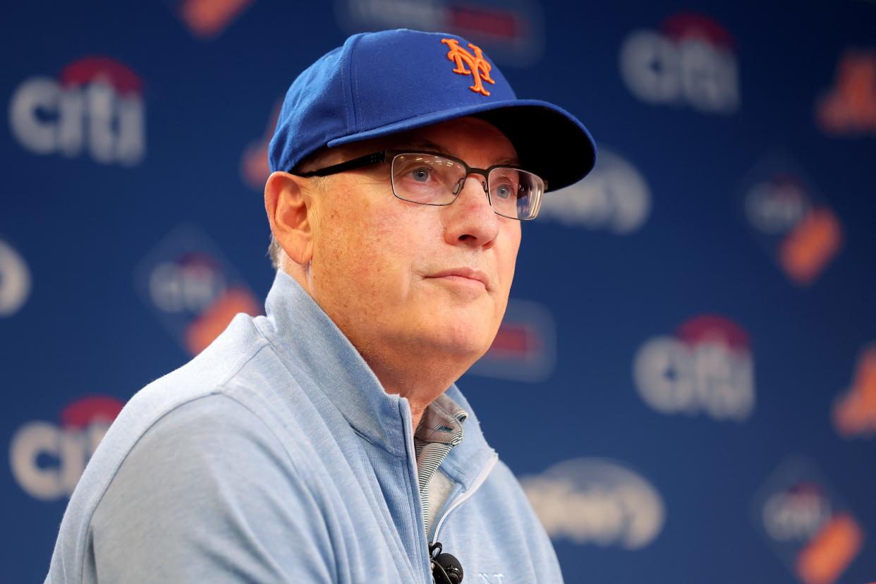 New York Mets owner Steve Cohen speaks to the media during a press conference before a game against the Milwaukee Brewers on June 28, 2023, at Citi Field.