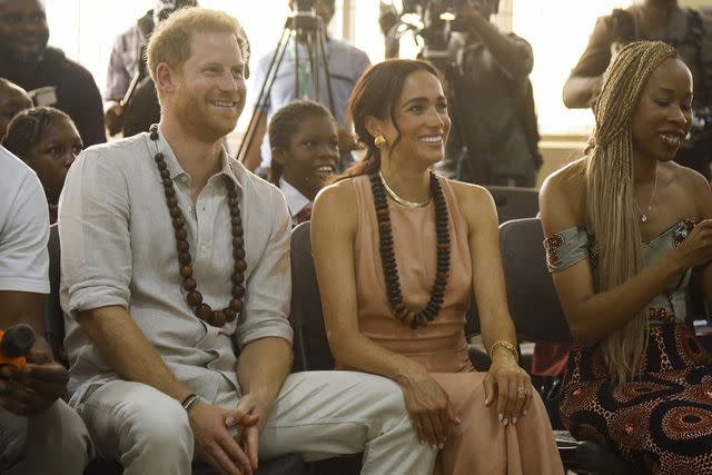 <p>Andrew Esiebo/Getty</p> Prince Harry (Left) and Meghan Markle