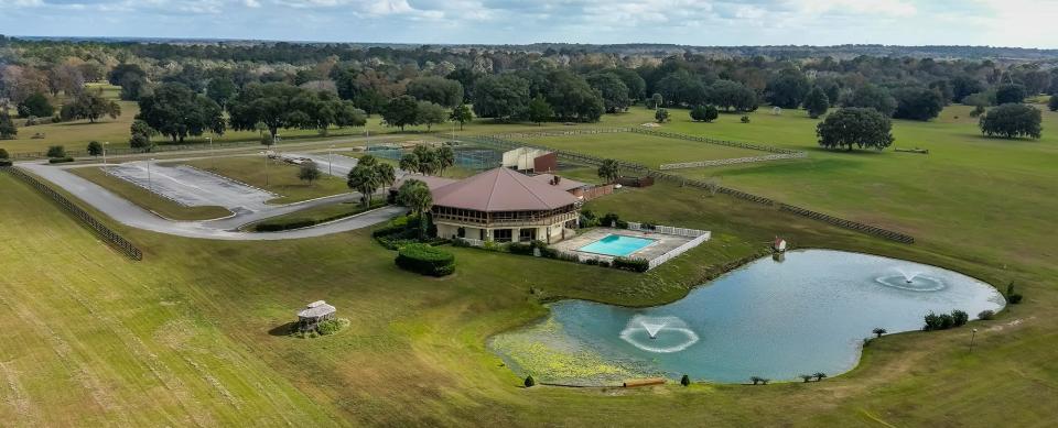 This aerial photo shows the former Ocala Jockey Club clubhouse on Dec. 13. The World Equestrian Center (WEC) purchased the 1,029-acre Ocala Jockey Club in August with plans to make it the future site of World Equestrian Center eventing and cross-country competitions. Marion County commissioners have approved a land and text amendment to the Marion County Comprehensive Plan, as well as a rezoning to PUD for the property, but asked the developer to remove its request for a hotel.