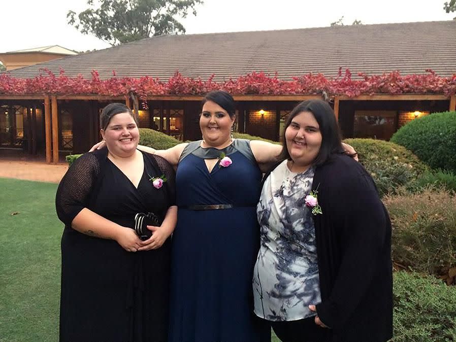 Annabelle (far right) at age 14, with Anastasia (middle), then 22. Photo: Caters.