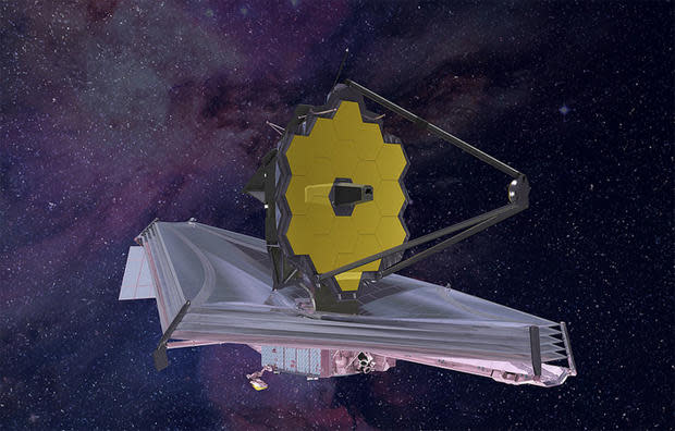 An artist's impression of the James Webb Space Telescope. / Credit: NASA