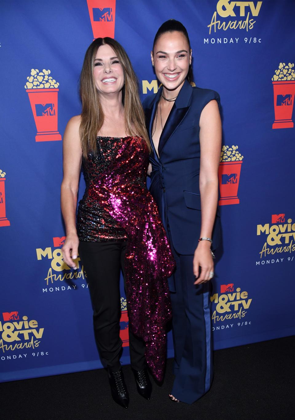 Sandra Bullock Gal Gadot attend the 2019 MTV Movie and TV Awards