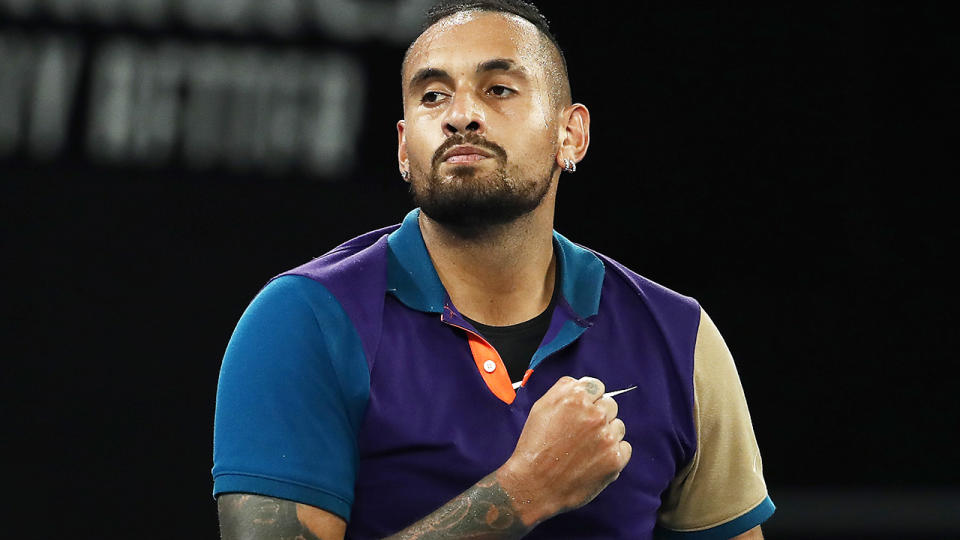 Nick Kyrgios, pictured here in action against Dominic Thiem at the Australian Open.