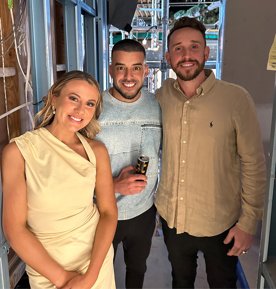 The Block's Kristy and Brett with Adrian Portelli