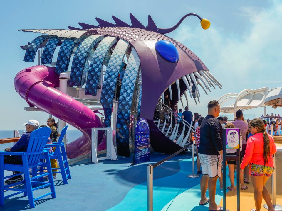 Waterslide line on a cruise ship