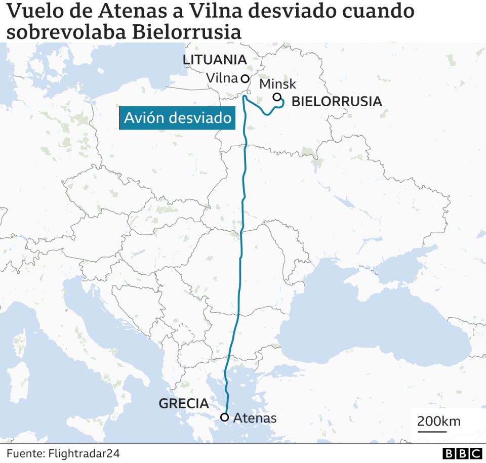 Ruta del vuelo desviado