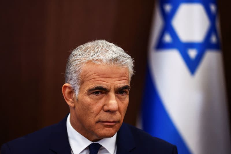 FILE PHOTO: Israeli Prime Minister Yair Lapid holds a special cabinet meeting to approve U.S.-brokered deal setting a maritime border between Israel and Lebanon