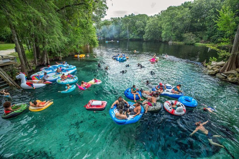 The crowd enjoys Devil’s Eye Spring at Ginnie Springs Outdoors in 2017.