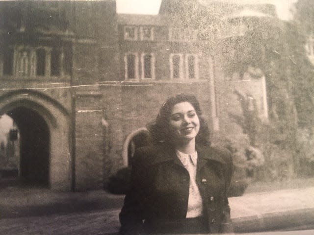 Audrey Marans Sternberg on Cornell University's campus in Ithaca, New York, in October 1948.