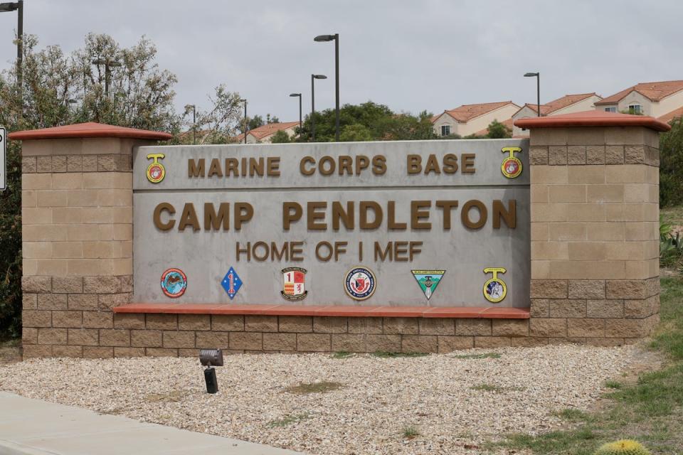The entrance to Camp Pendleton Marine Base near Oceanside, California (AP)