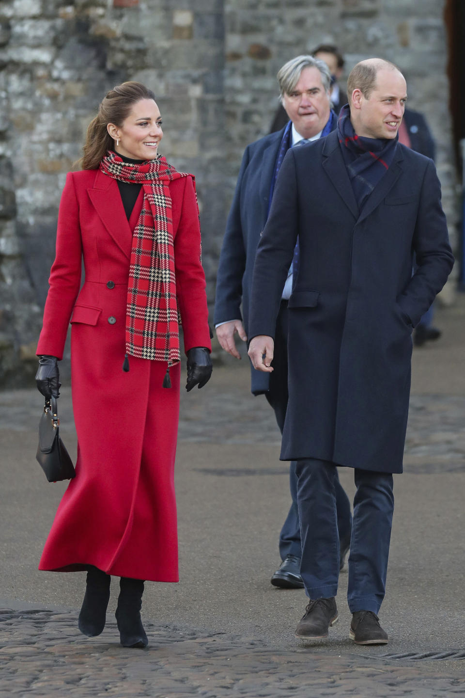 Britain's Prince William and Kate Duchess of Cambridge at Cardiff Castle on Tuesday Dec. 8, 2020, in Cardiff, Wales. Prince William and Kate Duchess of Cambridge are undertaking a short tour of the UK by train ahead of the Christmas holidays to pay tribute to the inspiring work in local communities. (Chris Jackson/Pool via AP)