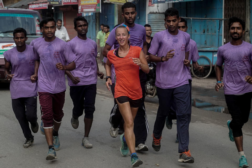 Sam runs through the Ballia district in northeast India in 2016. Photo: supplied.