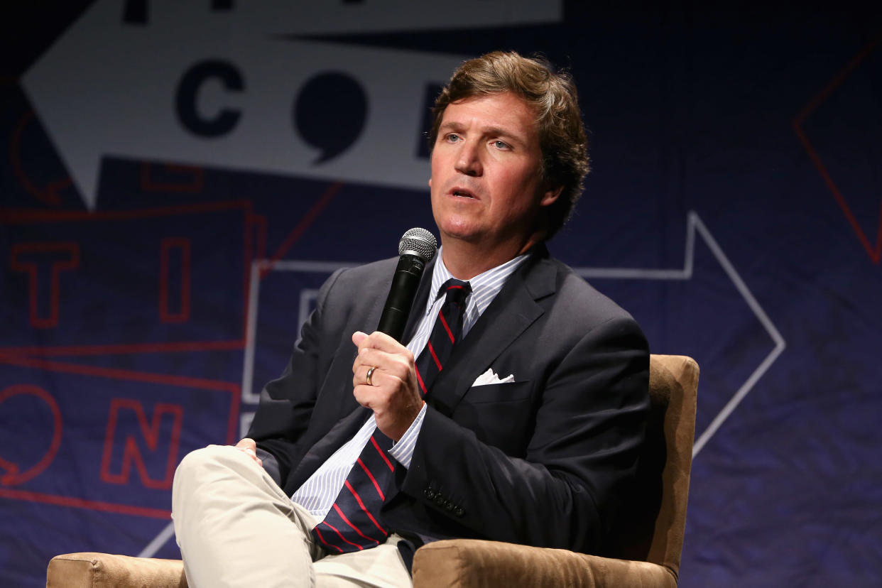 Fox News host Tucker Carlson apologized to viewers after falsely reporting on voter fraud in Georgia. (Photo: Rich Polk/Getty Images for Politicon )