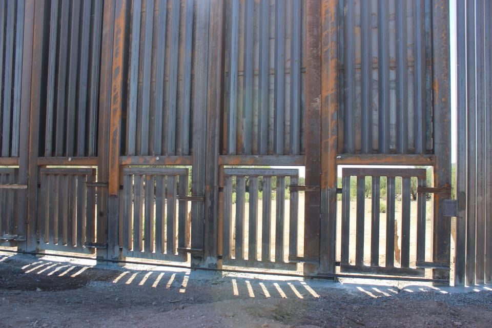 New portions of the Arizona-Mexico border wall, which closed previous gaps, are pictured near Sasabe on Friday, October 13, 2023.