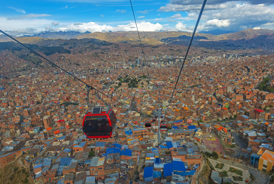 El teleférico de La Paz ofrece una de las mejores vistas de la ciudad. Foto: Getty Images