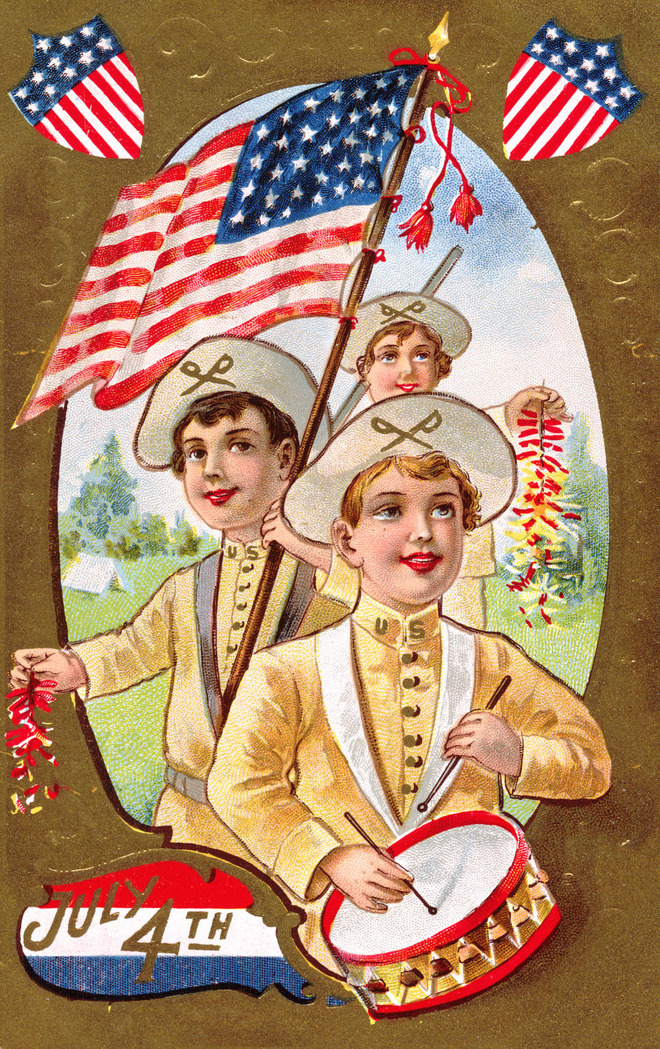 <p>July Fourth postcard with spirit of ’76 theme. (Photo: K.J. Historical/Corbis via Getty Images) </p>