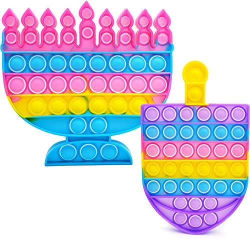 3) Hanukkah Dreidel Poppit - Pop Fidget Toy Dreidel Menorah Popper Set (Menorah & Dreidel Set)