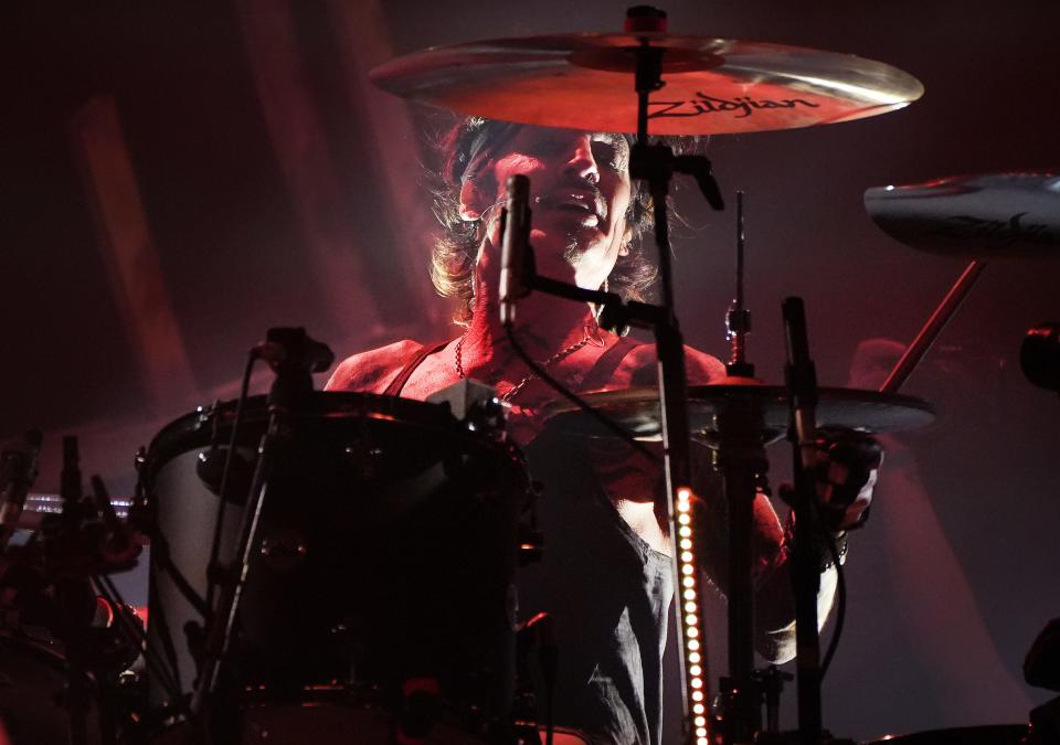 Tommy Lee of Mötley Crüe performs at State Farm Stadium during The Stadium Tour featuring Def Leppard, Poison, and Joan Jett and the Blackhearts on Thursday, Aug. 25, 2022.