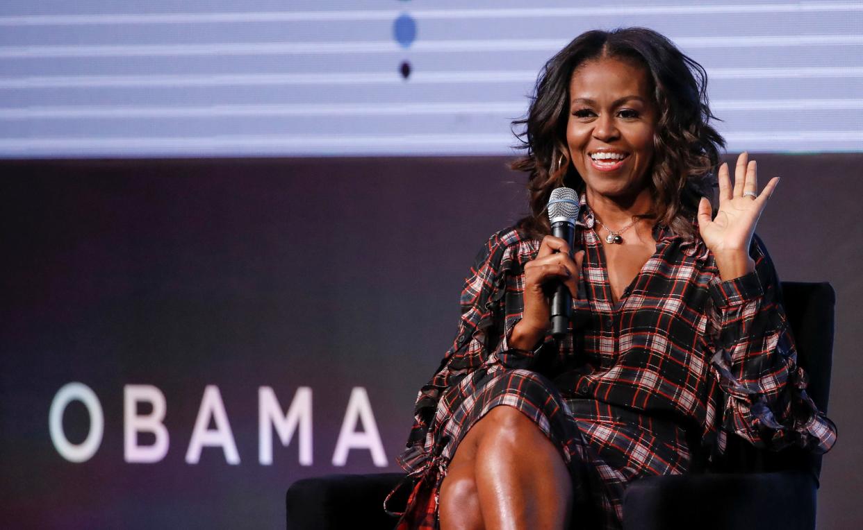 Michelle Obama speaks during the second day of the Obama Foundation Summit in Chicago on Nov. 1, 2017. (Photo: Kamil Krzaczynski / Reuters)