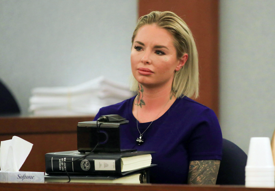 Alleged victim Christy Mack speaks during the trial. Photo: AAP