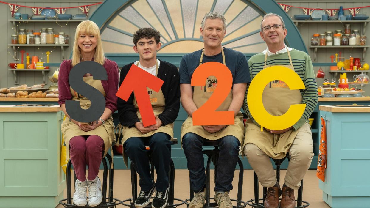 The Reverend Richard Coles, Sara Cox, Joe Locke and Adam Hills competed on Celebrity Bake Off. (Channel 4)