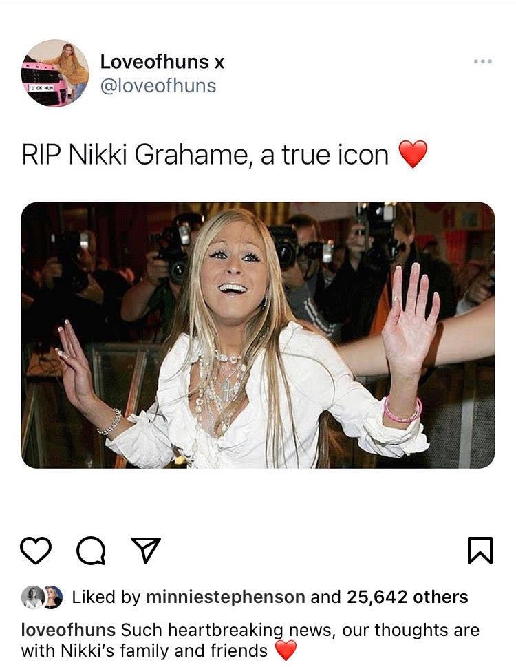 Instagram account, loveofhuns, posted a tribute to Grahame after her death was announced. Grahame had found unexpected fame in later years as a darling of internet ‘hun’ cultureInstagram/loveofhuns