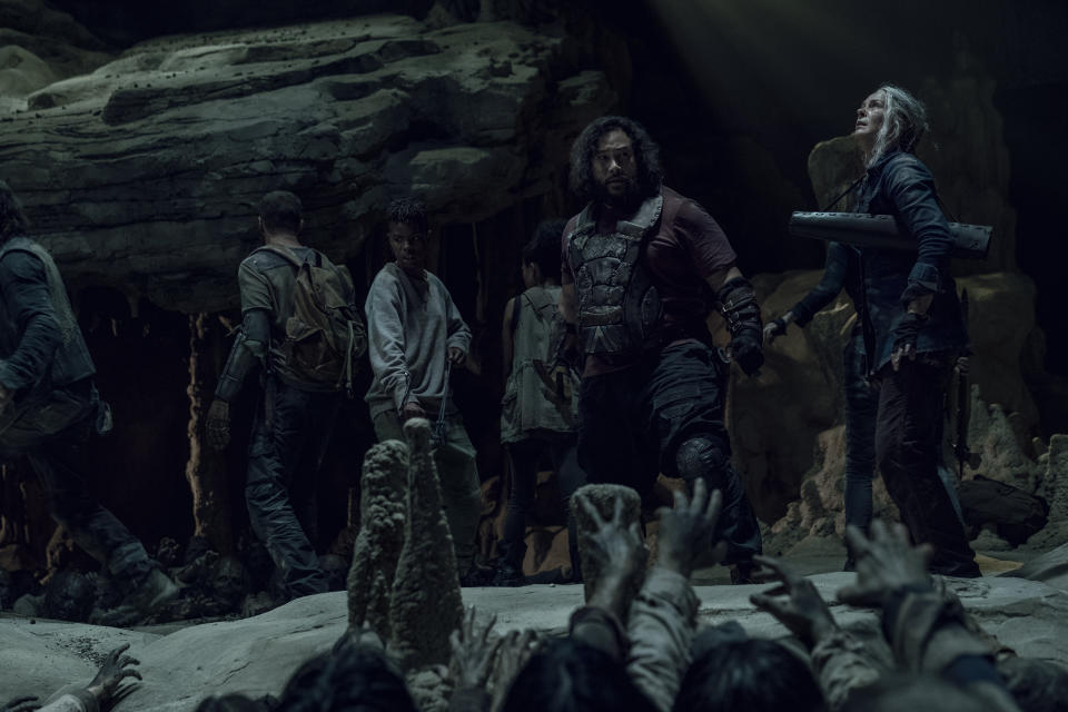 Who will make it out of the cave on "Walking Dead"? (Photo: Eliza Morse/AMC)