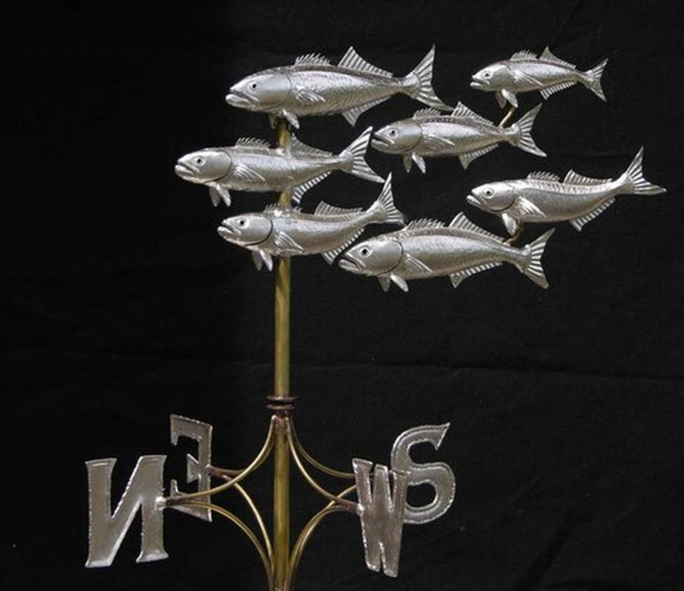 One of Holand’s favorite weathervanes is the Articulating School of Bluefin, designed to “swim in the wind.”