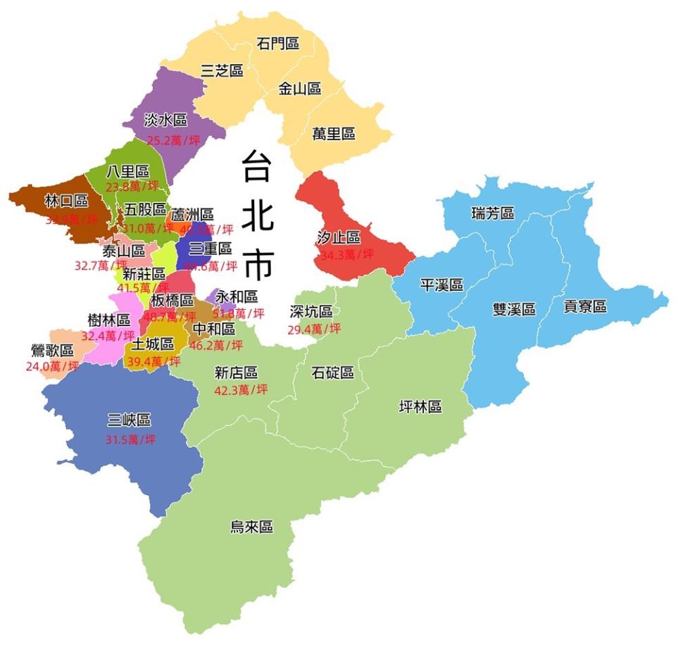 新北房價地圖。（圖／東森房屋提供）