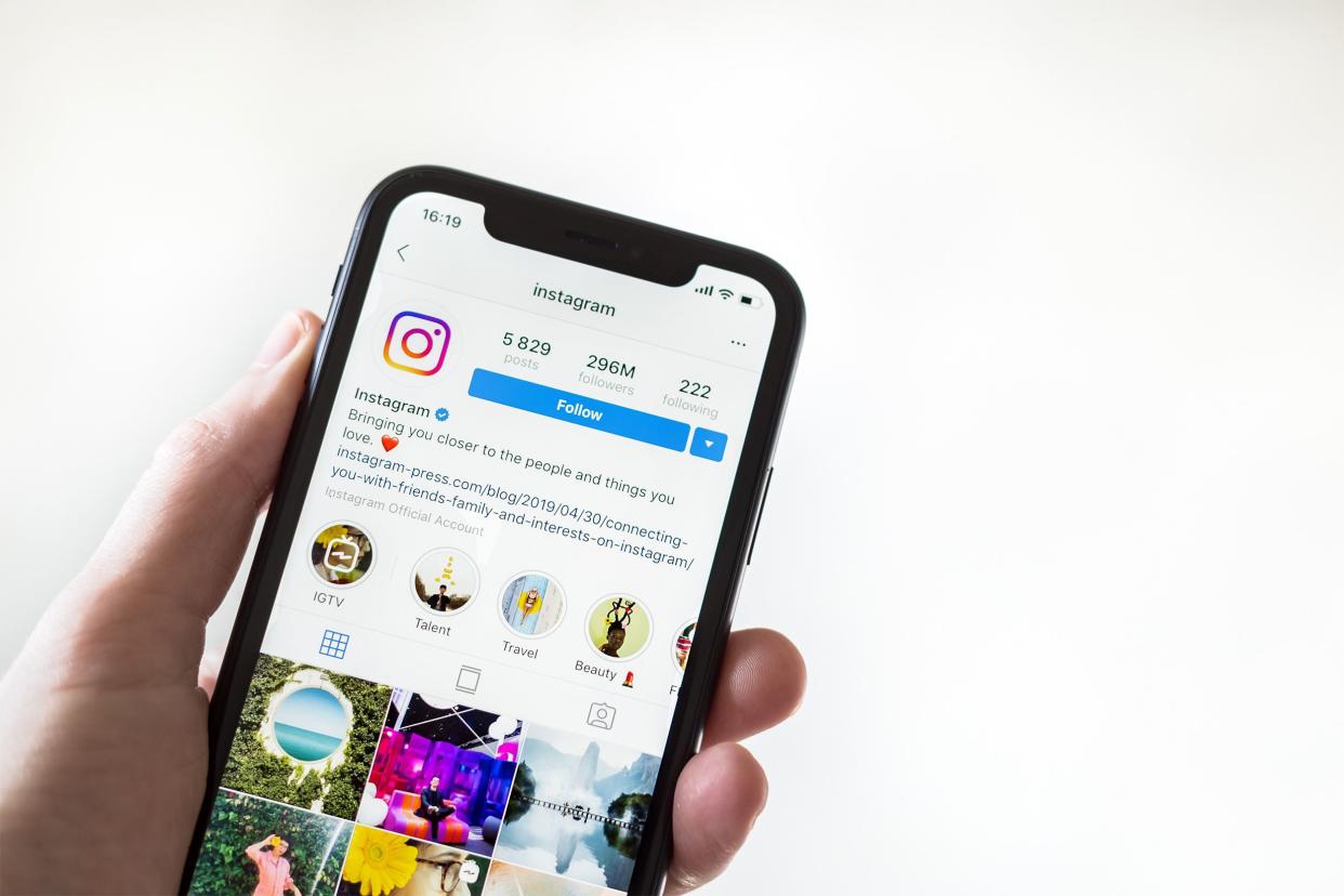 Instagram open on mobile phone