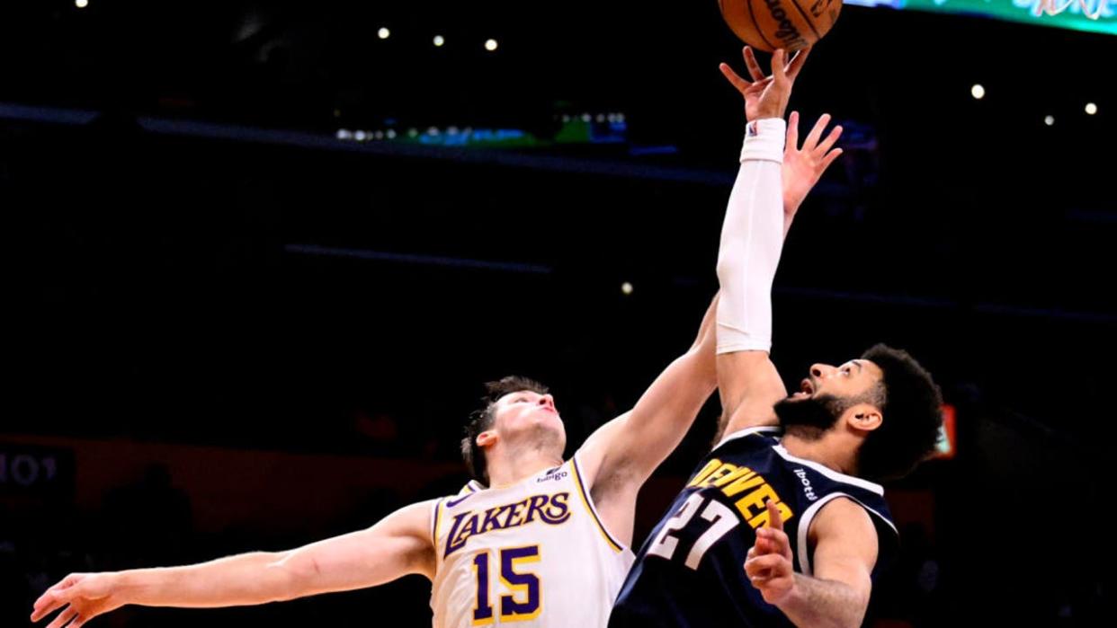 <div>Jamal Murray #27 of the Denver Nuggets drives to the basket against Austin Reaves #15 of the Los Angeles Lakers. (Photo by Keith Birmingham/MediaNews Group/Pasadena Star-News via Getty Images)</div> <strong>(Getty Images)</strong>