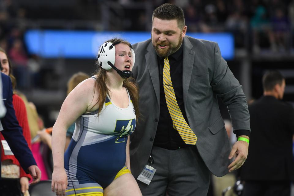 Tea Area senior Brianna Johnson won the girls 185 state title on Saturday, Feb. 24, 2024 at the Denny Sanford Premier Center in Sioux Falls.