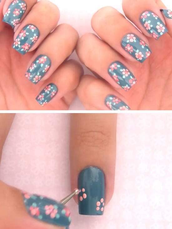 Simple Flower Nail Art, CutePolish