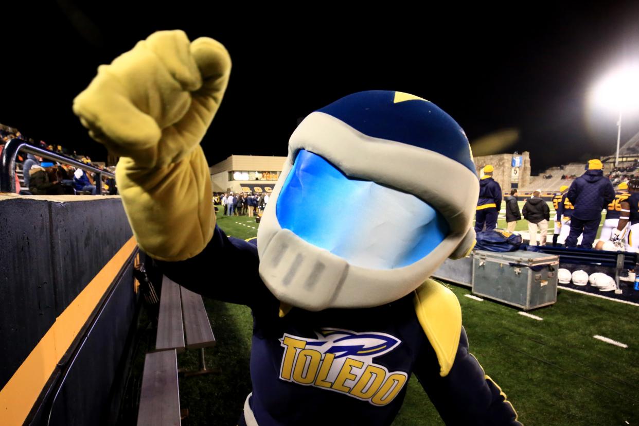 Rocky the Rocket will remain Toledo’s mascot after a scare on Tuesday. (Getty Images)