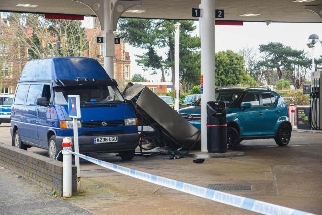 Petrol station closed after car crashes into pump