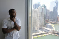 Adrian Perkins stands for a portrait in his office in Chicago, Thursday, June 13, 2024. (AP Photo/Nam Y. Huh)