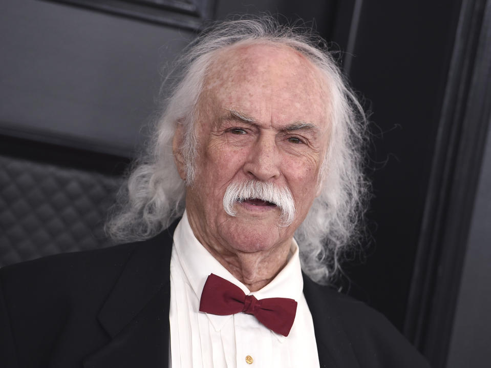 FILE - David Crosby arrives at the 62nd annual Grammy Awards on Jan. 26, 2020, in Los Angeles. Crosby turns 80 on Aug. 14. (Photo by Jordan Strauss/Invision/AP, File)