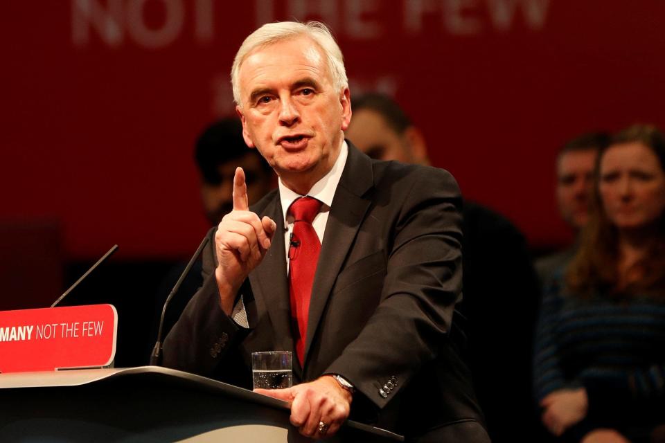 Britain's Shadow Finance Minister John McDonnell speaks at the Labour Party Post-Budget Rally in West Bromwich: REUTERS