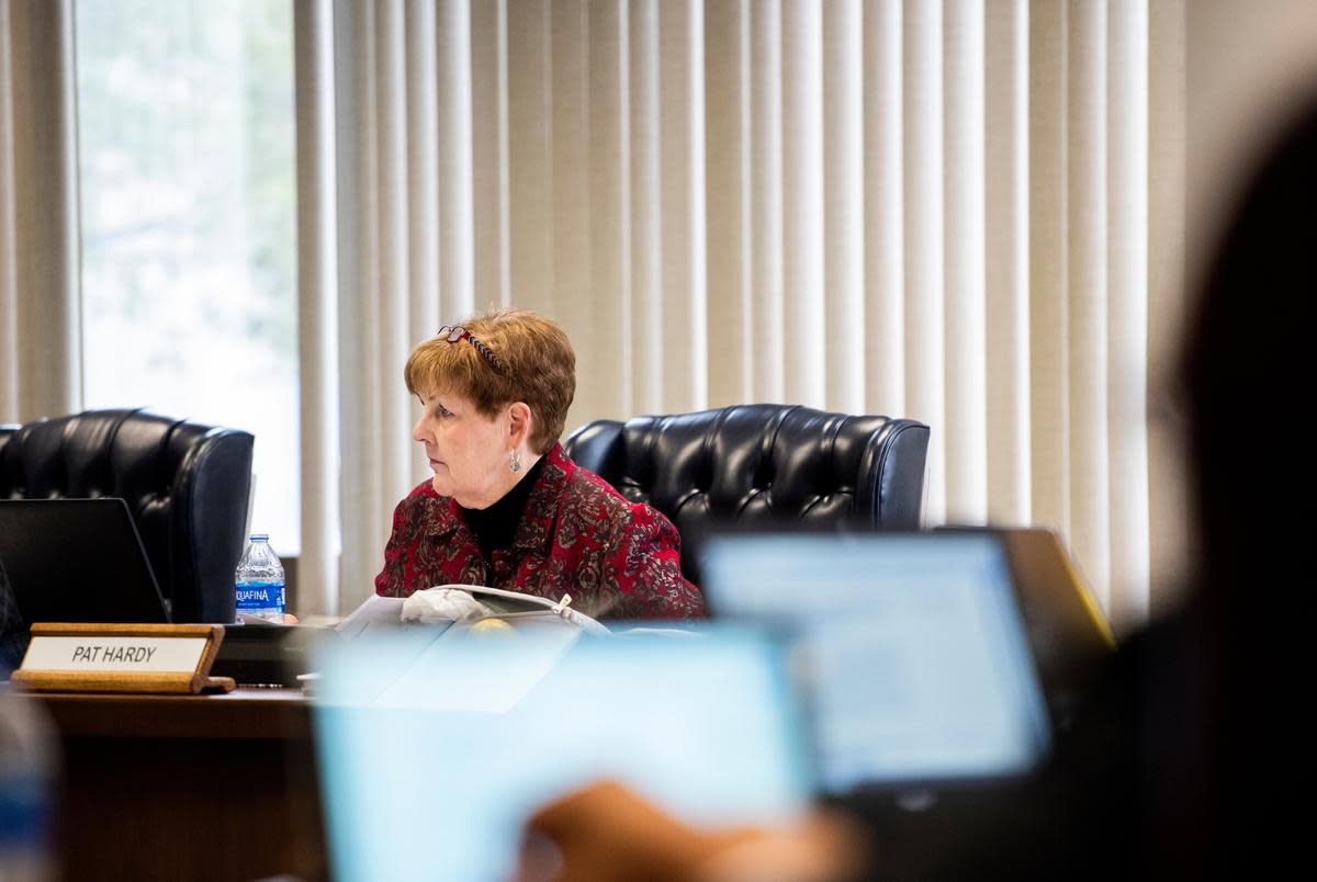 State Board of Education Member and State Rep. Patricia Hardy, R-Fort Worth, listens in on testimony during an SBOE meeting on Nov. 13, 2019 regarding the addition of an African-American course to high school as part of the Texas Essential Knowledge and Skills (TEKS) state standards.