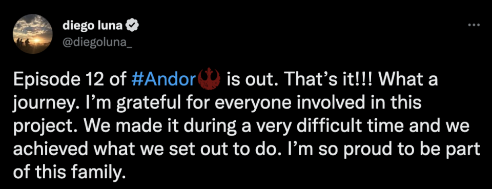 Diego Luna shares message after ‘Andor’ finale (Twitter)