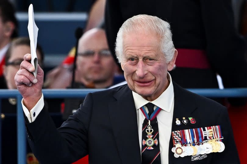 King Charles III at the UK's national commemorative event for the 80th anniversary of D-Day, hosted by the Ministry of Defence on Southsea Common in Portsmouth, Hampshire. Picture date: Wednesday June 5, 2024. PA Photo. See PA story MEMORIAL DDay. Photo credit should read: Dylan Martinez/PA Wire